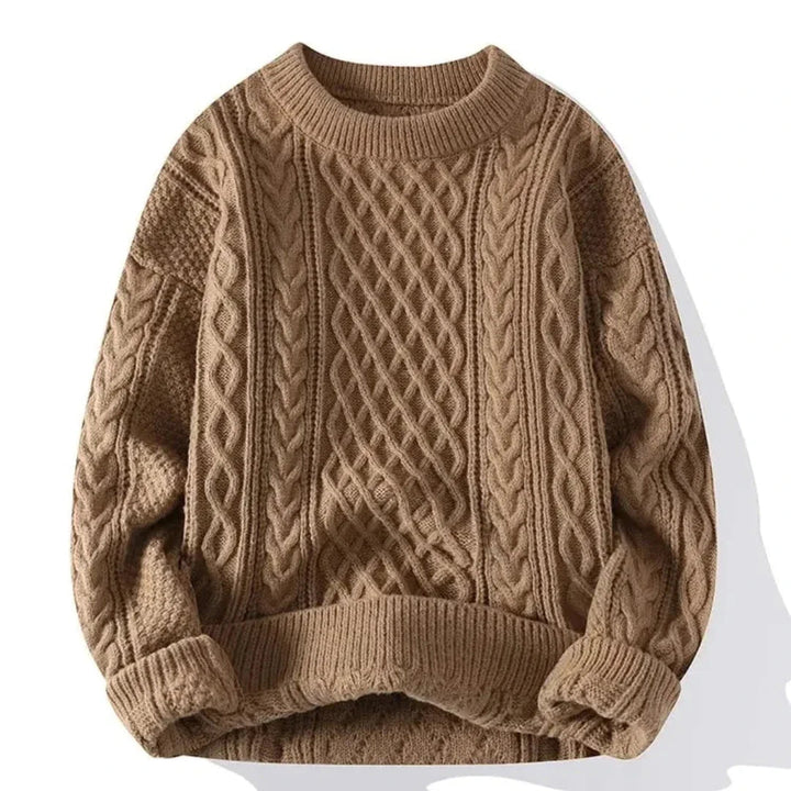 Męski sweter dziany bawełniany klasyczny z długim rękawem