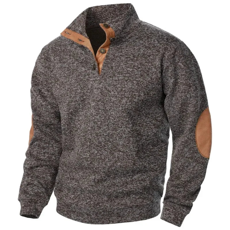 Herrenpullover Wolle Klassisch Mit Knopfverschluss Und Ellbogenpatches 3