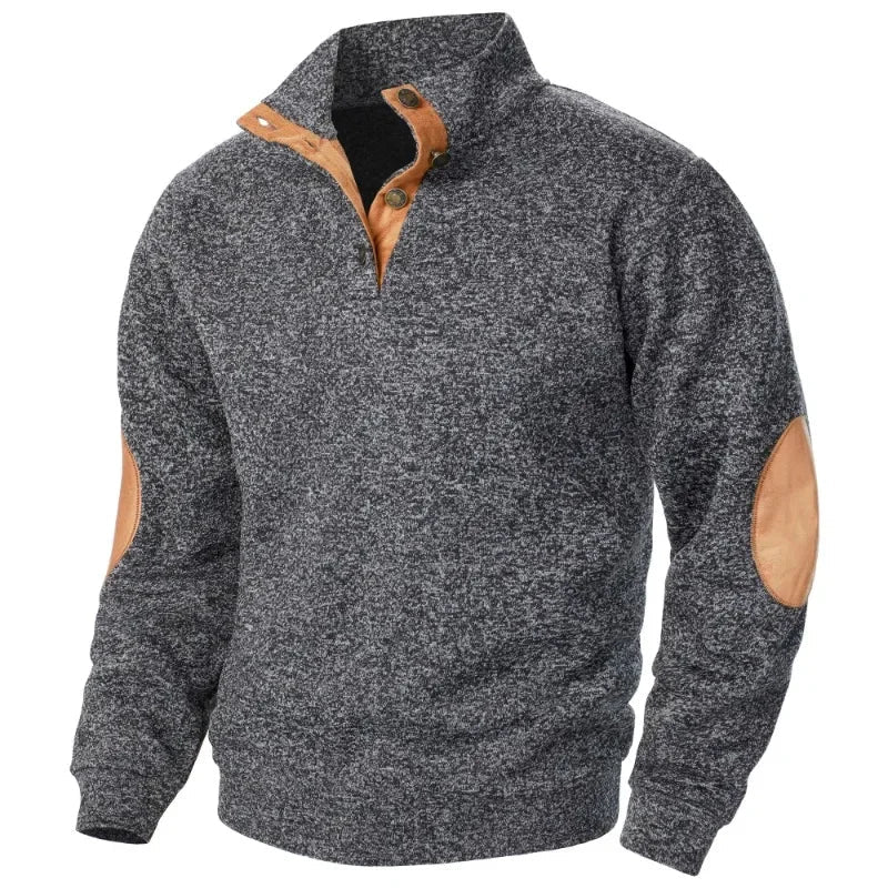 Herrenpullover Wolle Klassisch Mit Knopfverschluss Und Ellbogenpatches 4