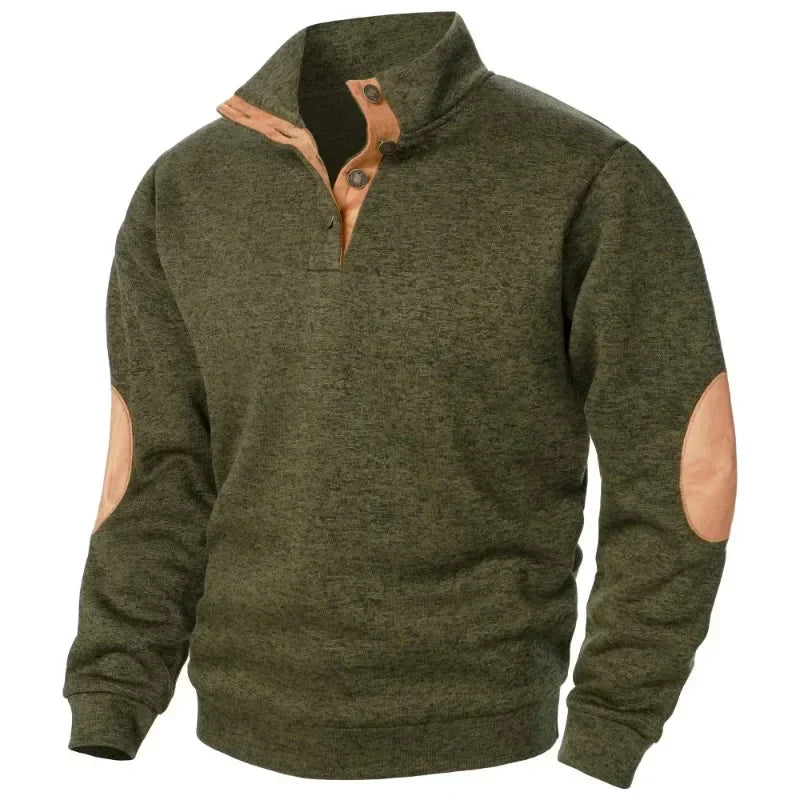 Herrenpullover Wolle Klassisch Mit Knopfverschluss Und Ellbogenpatches 5