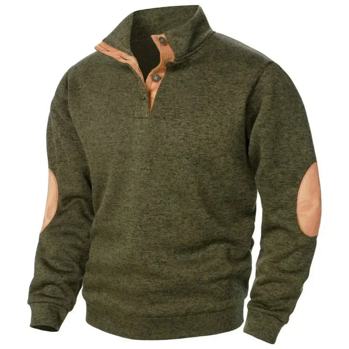 Herrenpullover Wolle Klassisch Mit Knopfverschluss Und Ellbogenpatches 5