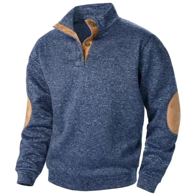 Herrenpullover Wolle Klassisch Mit Knopfverschluss Und Ellbogenpatches 6