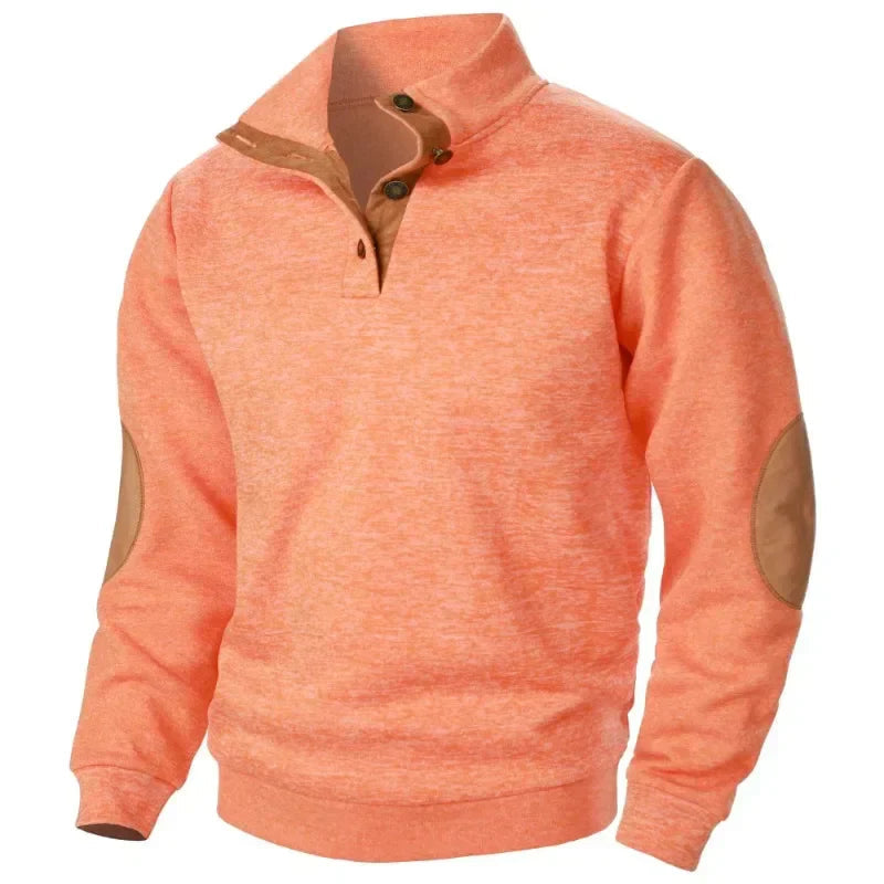 Herrenpullover Wolle Klassisch Mit Knopfverschluss Und Ellbogenpatches 7
