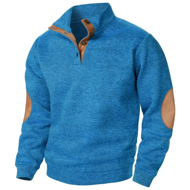 Herrenpullover Wolle Klassisch Mit Knopfverschluss Und Ellbogenpatches 8