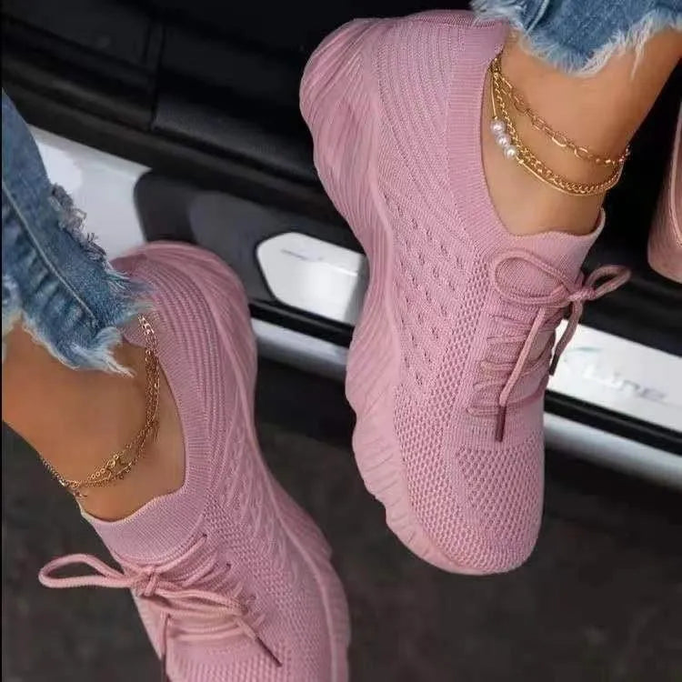 Women's Orthopedic Mesh Lace-Up Sneakers – Breathable Comfort Running Shoes