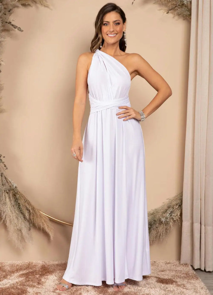 Damska sukienka bez rękawów z dekoltem w serek, zwiewna sukienka na okazje – elegancka moda imprezowa