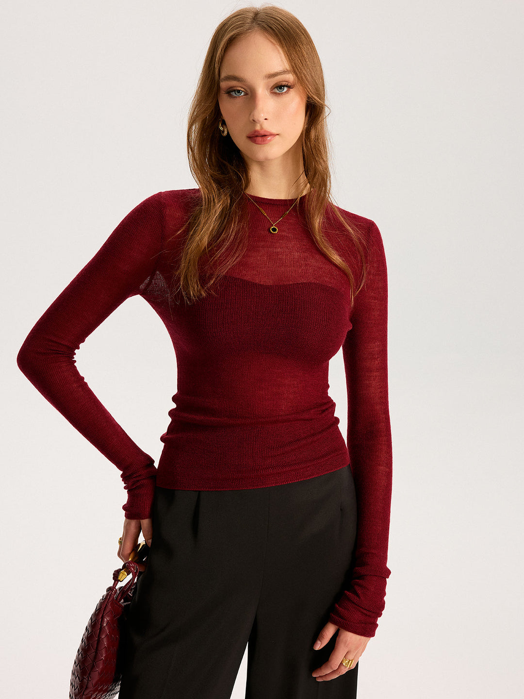 High-quality knit semi-shear for women