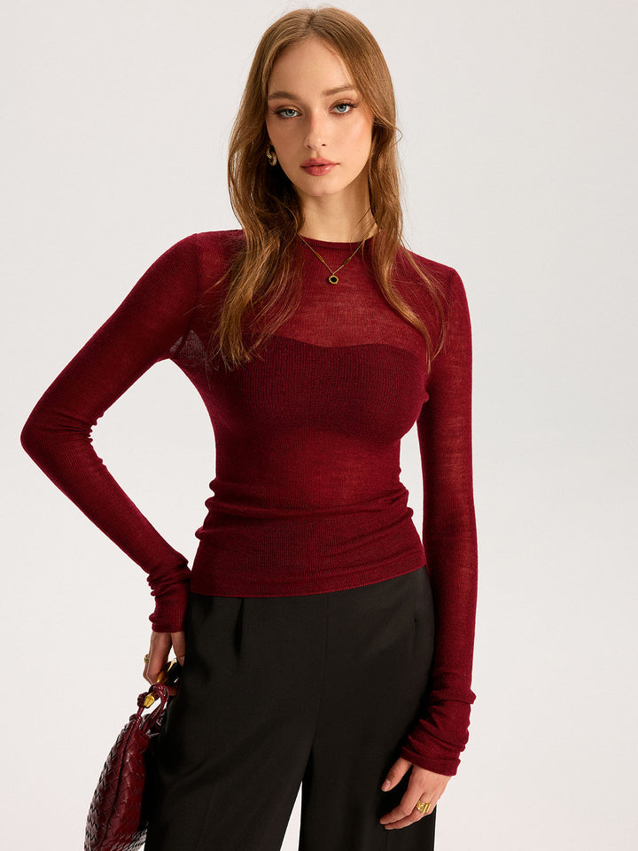 High-quality knit semi-shear for women