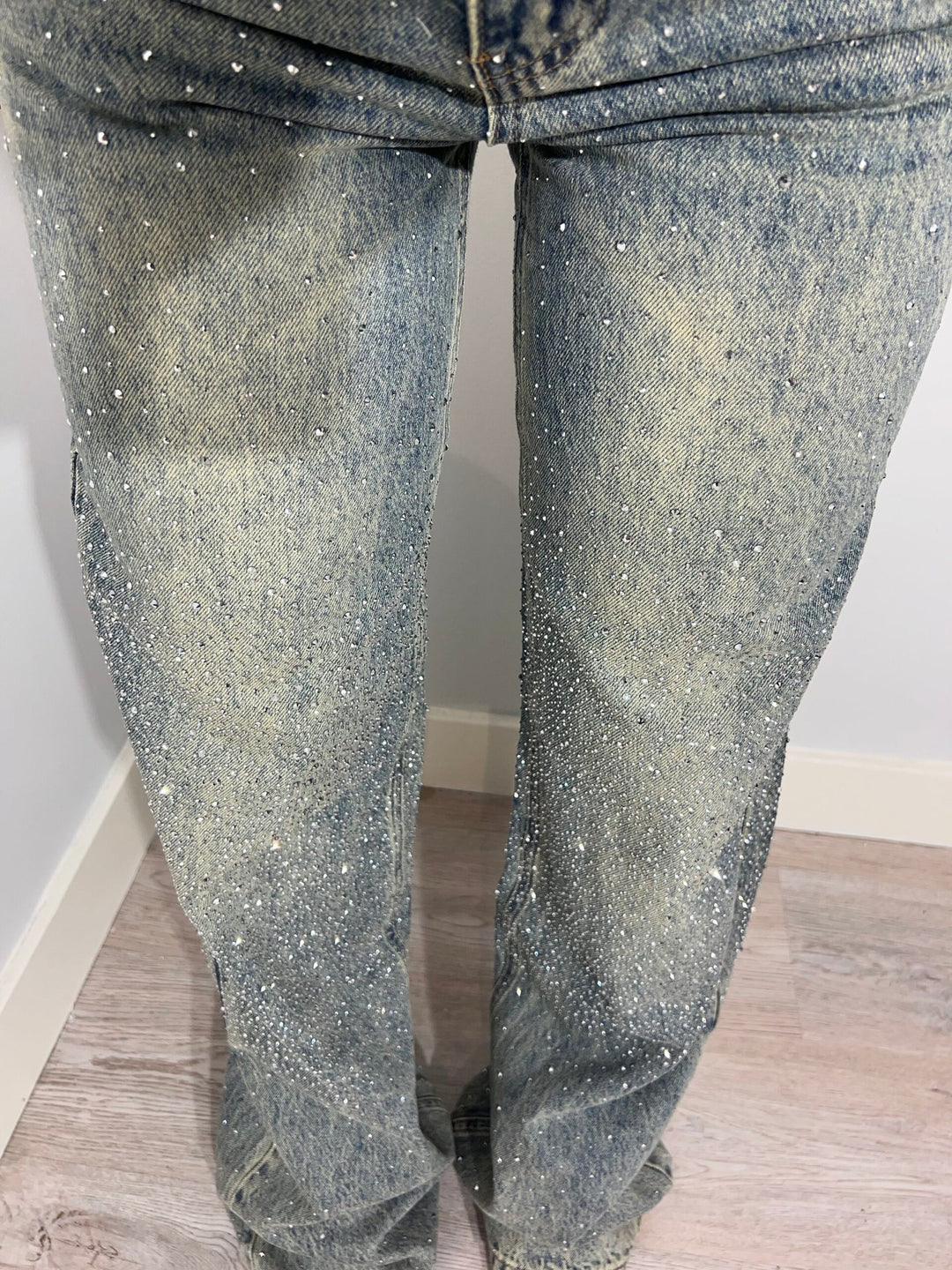 Gerade Damenjeans mit hoher Taille aus Baumwolle im Vintage-Look