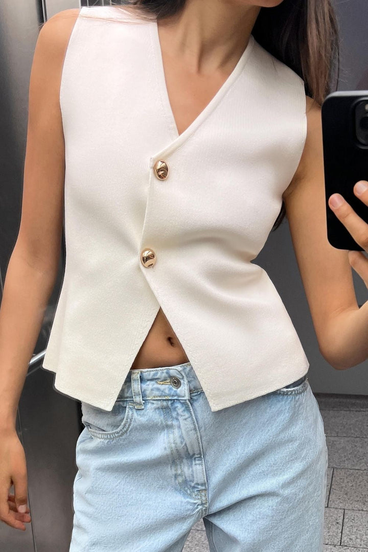 Gilet Top avec décolleté en V – stretch doux, chic de Stockholm