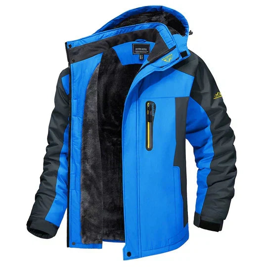 Water-Repellent Men's Winter Jacket with Fleece Lining and Hood