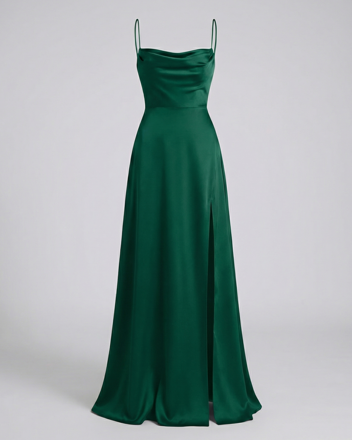Elegant Women's Silk Maxi Dress Flowing Cut – Stylish Summer Evening Dress