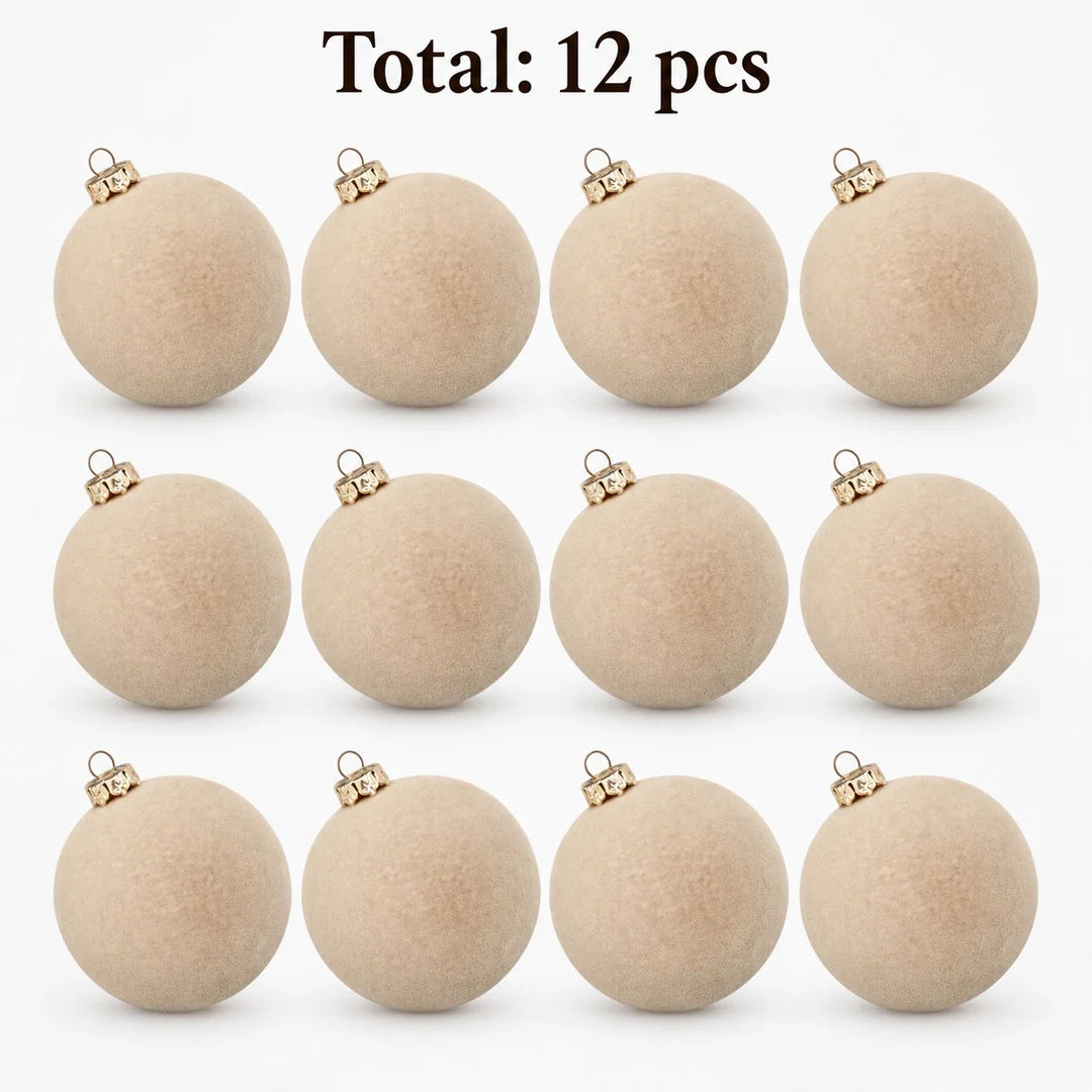 Set of 12 velvet Christmas baubles