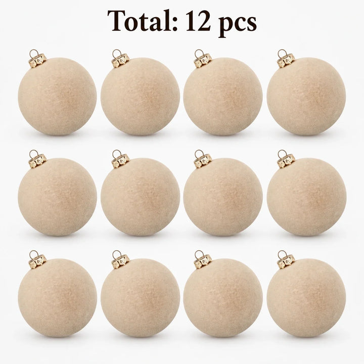 Set of 12 velvet Christmas baubles