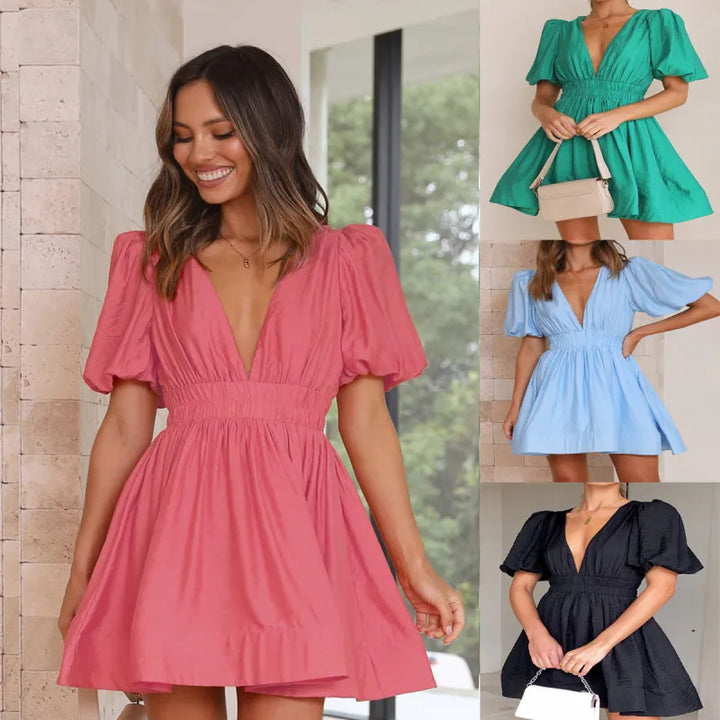 Elegant sleeveless mini dress – vegan leather look