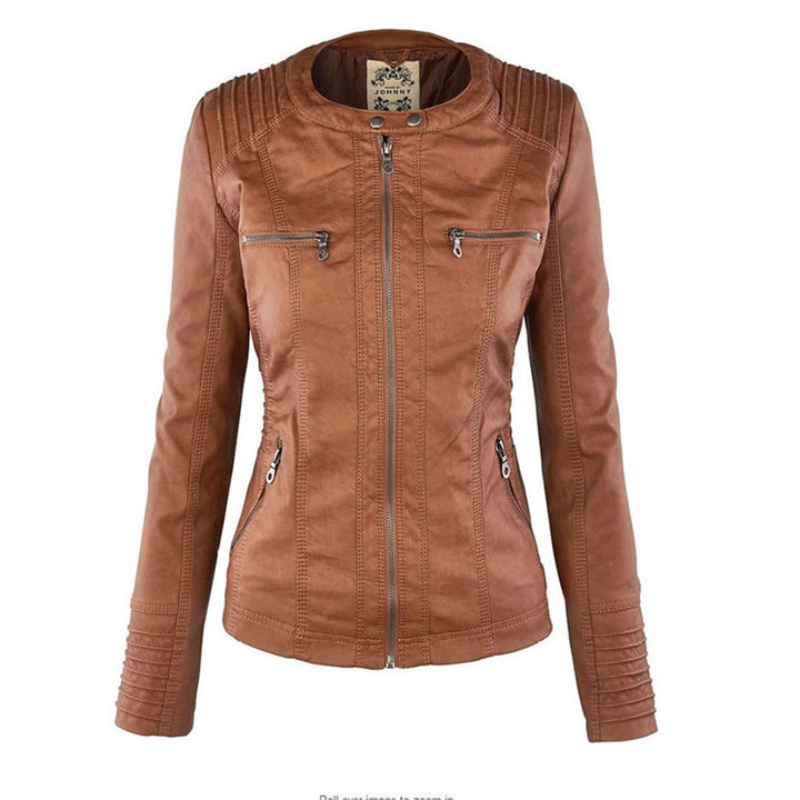 Damen Wetterfeste Lederjacke Mit Kapuze – Wasserdichter Stylischer Mantel