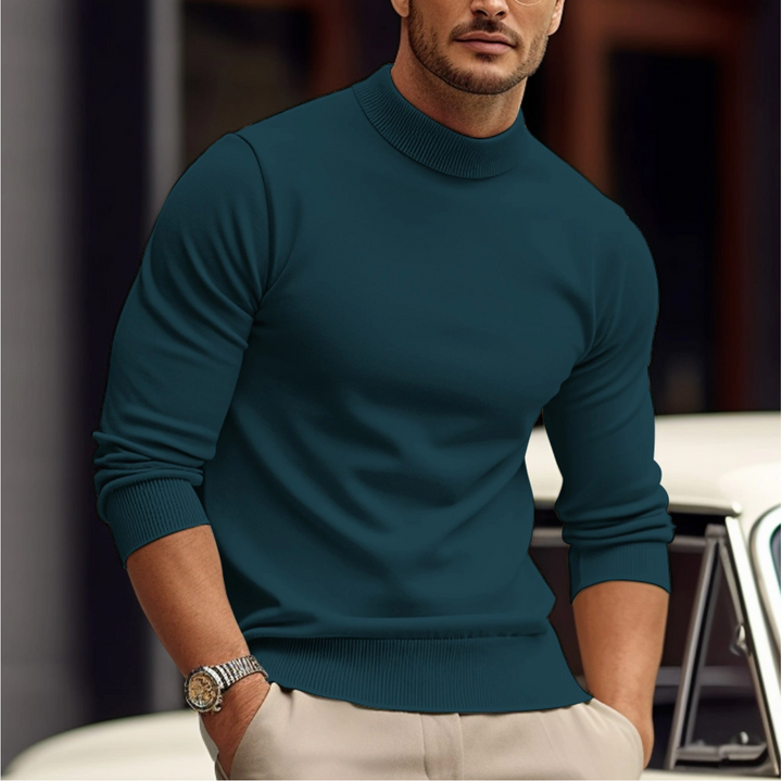 Fine-Knit Turtleneck Men's Sweater Regular Fit Winter