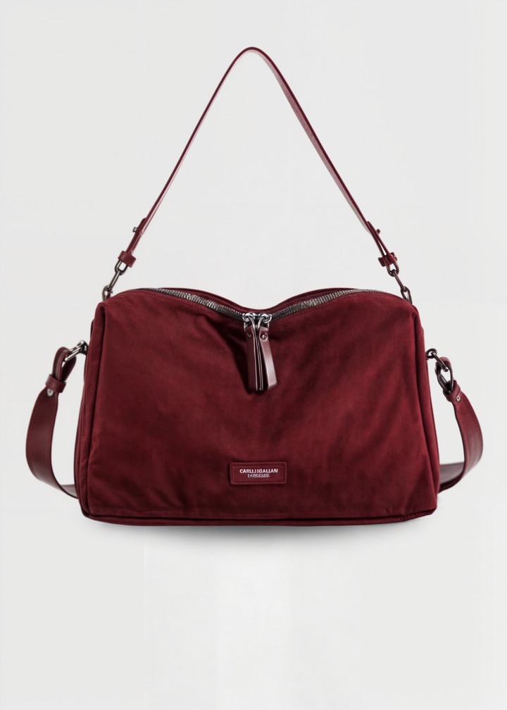 Vegan Suede Crossbody Bag Women – Compact Bucket Bag with Zipper