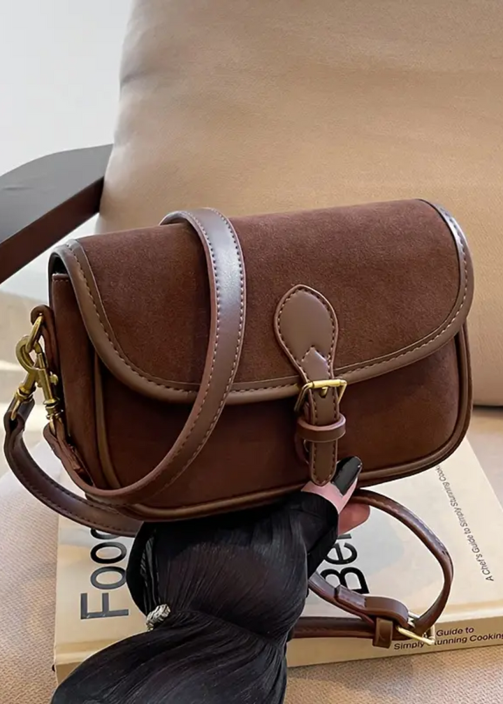 Sac à bandoulière en daim pour femmes – Petite sacoche croisée végan et vintage