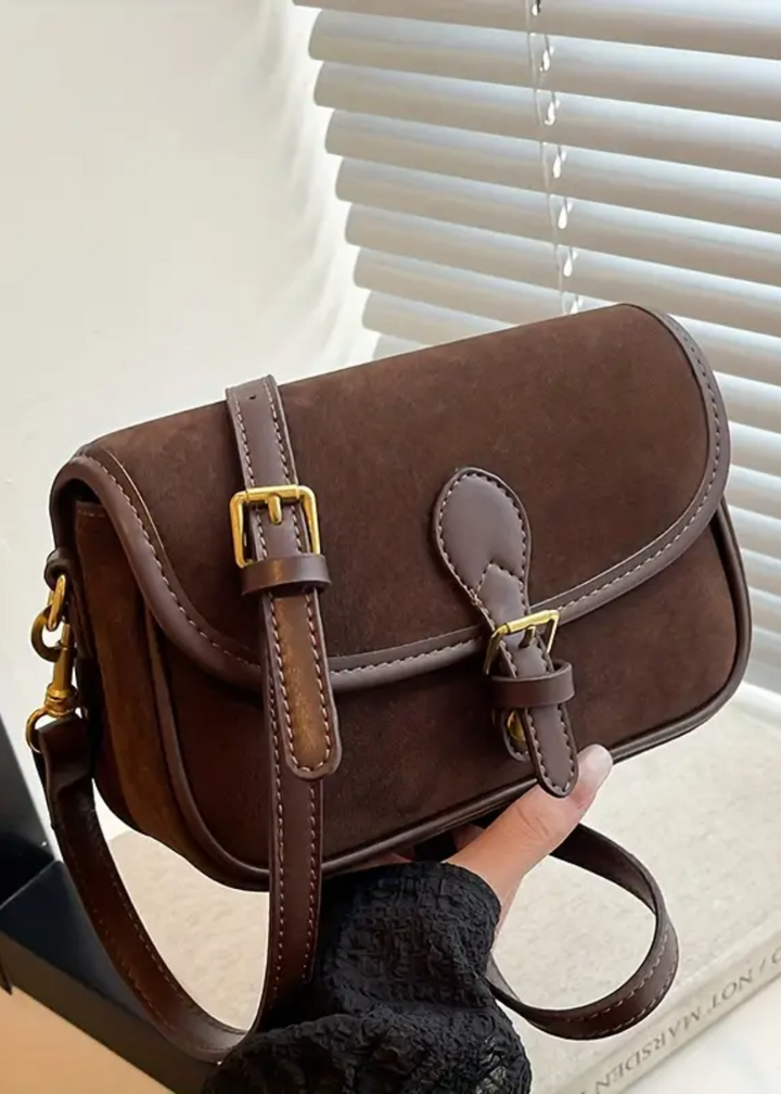 Sac à bandoulière en daim pour femmes – Petite sacoche croisée végan et vintage