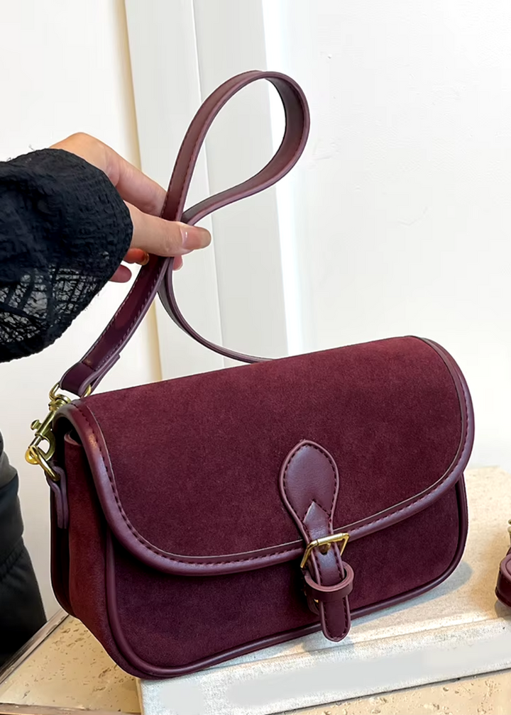 Sac à bandoulière en daim pour femmes – Petite sacoche croisée végan et vintage