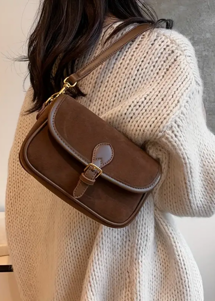 Sac à bandoulière en daim pour femmes – Petite sacoche croisée végan et vintage