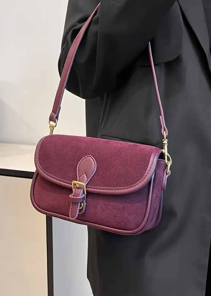Sac à bandoulière en daim pour femmes – Petite sacoche croisée végan et vintage