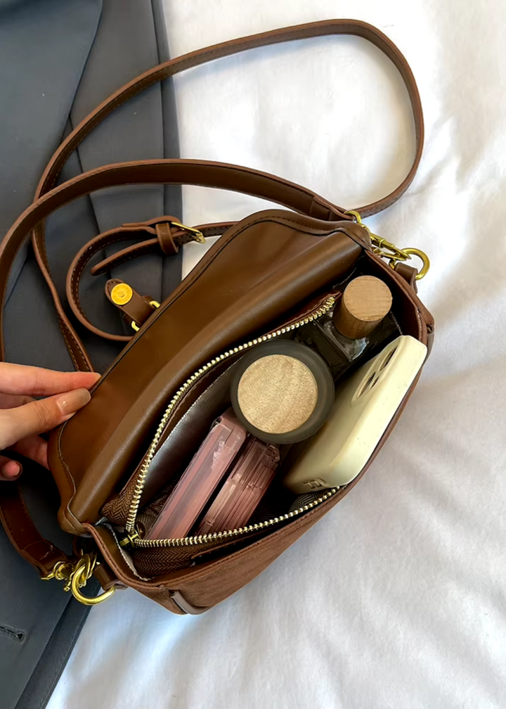 Sac à bandoulière en daim pour femmes – Petite sacoche croisée végan et vintage