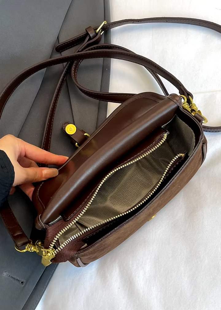 Sac à bandoulière en daim pour femmes – Petite sacoche croisée végan et vintage