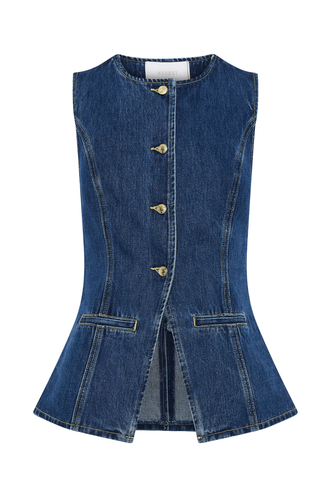 Camisa vaquera azul oscuro para mujer – Blusa de manga larga con botones