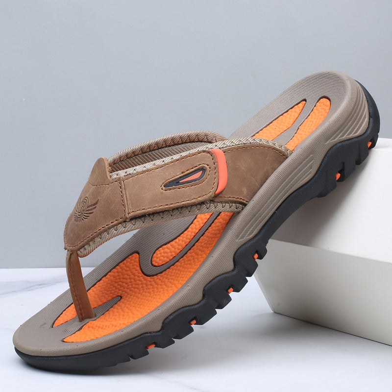 Men's Open Leather Sandals – Breathable Comfortable Summer Shoes