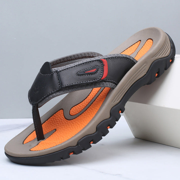 Men's Open Leather Sandals – Breathable Comfortable Summer Shoes