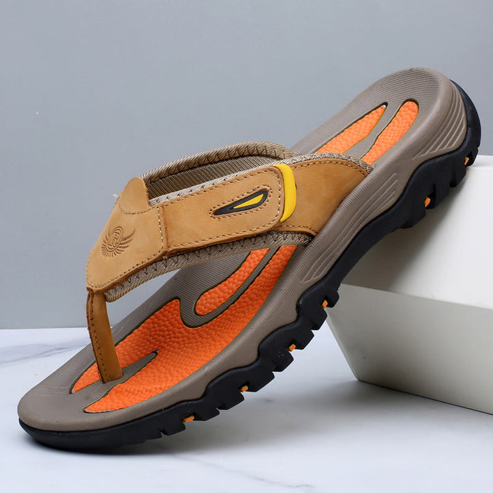 Men's Open Leather Sandals – Breathable Comfortable Summer Shoes