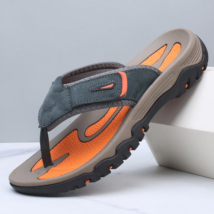 Men's Open Leather Sandals – Breathable Comfortable Summer Shoes