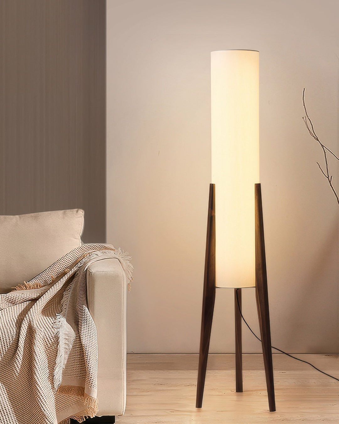 Massivholz Stehlampe aus Walnuss mit LED-Beleuchtung – Elegante Stehleuchte für Wohnzimmer und Schlafzimmer 7
