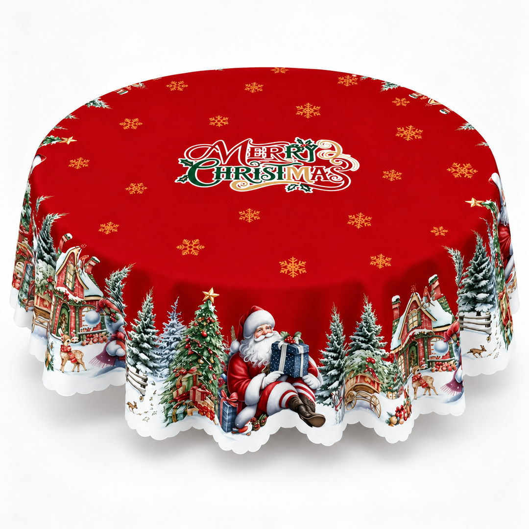 Noelora | Weihnachts-Tischdecke mit geprägtem Druck