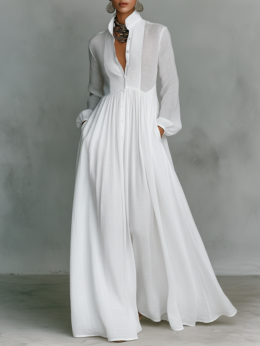 Minimalistisches Maxikleid Langarm: Atmungsaktiv für Sommeranlässe 0