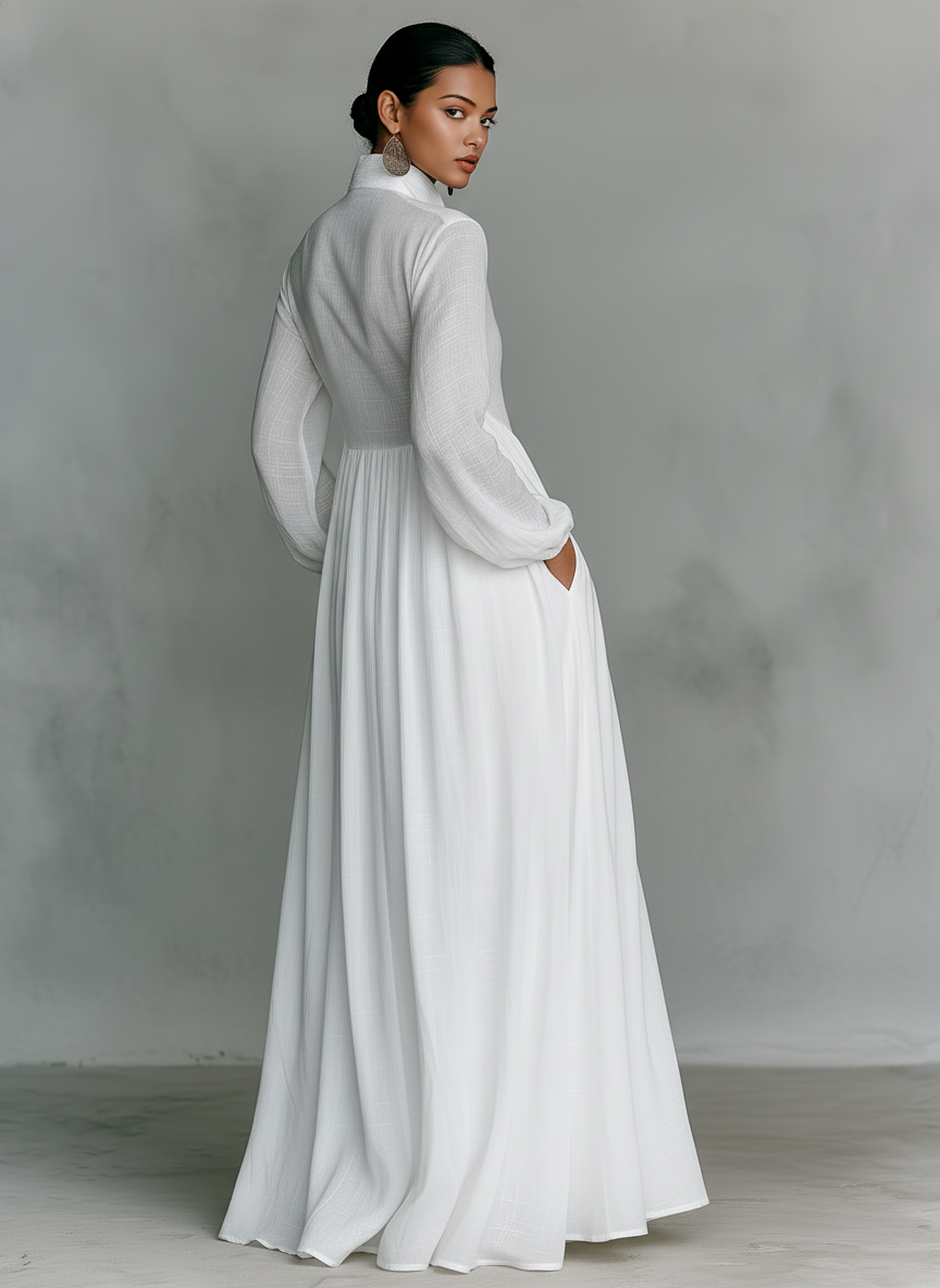 Minimalistisches Maxikleid Langarm: Atmungsaktiv für Sommeranlässe 1