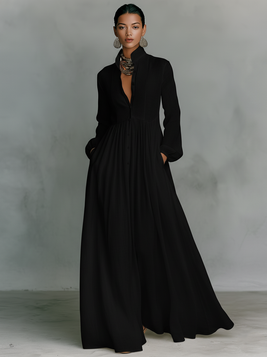 Minimalistisches Maxikleid Langarm: Atmungsaktiv für Sommeranlässe 3