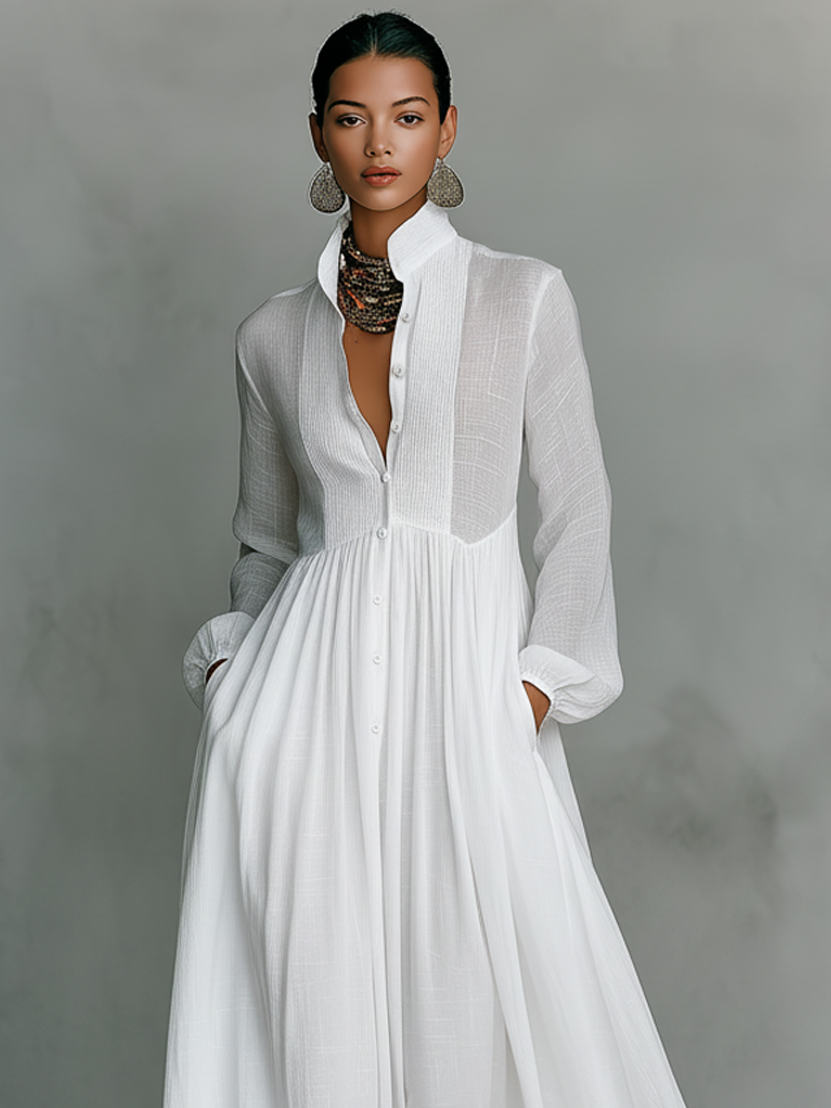 Minimalistisches Maxikleid Langarm: Atmungsaktiv für Sommeranlässe 4