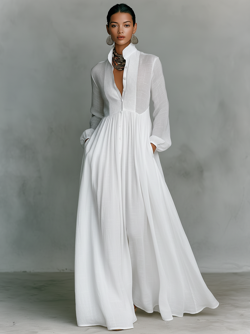 Minimalistisches Maxikleid Langarm: Atmungsaktiv für Sommeranlässe 6