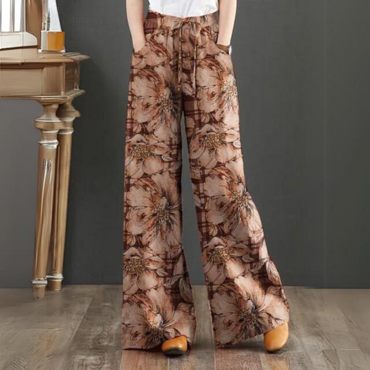 Pantalon Palazzo Femme Viscose Imprimé Floral Coupe Ample Été