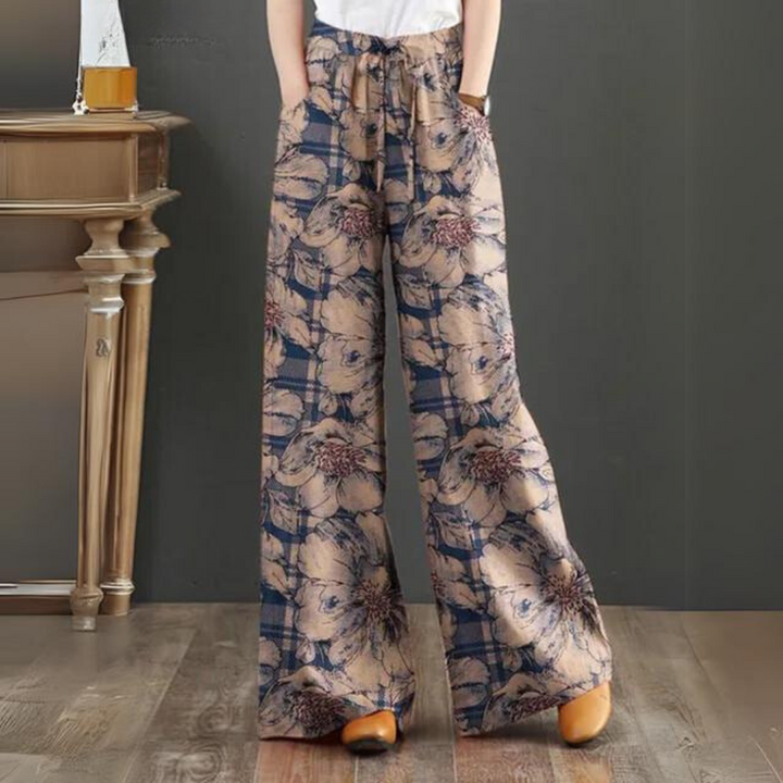 Pantalon Palazzo Femme Viscose Imprimé Floral Coupe Ample Été