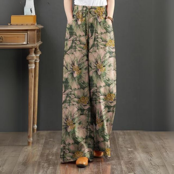 Pantalon Palazzo Femme Viscose Imprimé Floral Coupe Ample Été