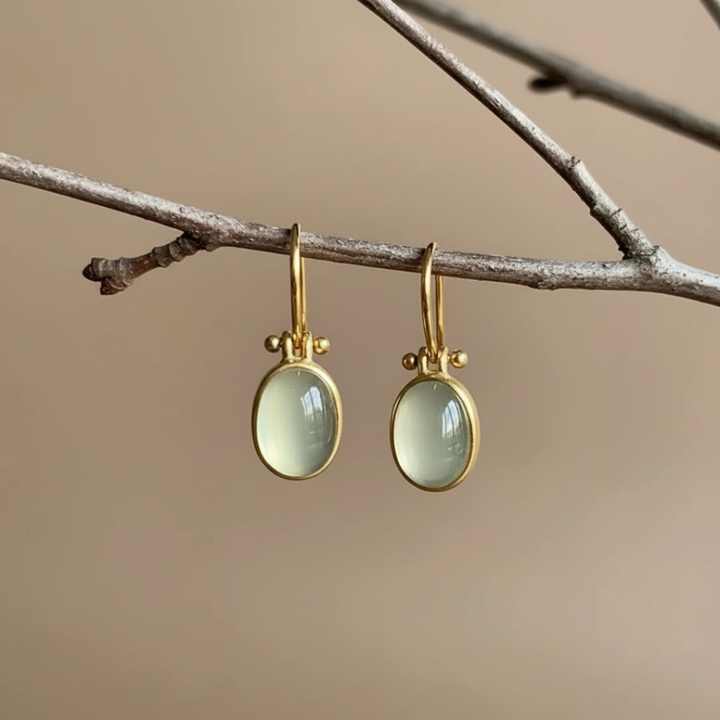 Vintage Grüne Mondstein Ohrringe – Eleganter Boho Edelstein Ohrschmuck