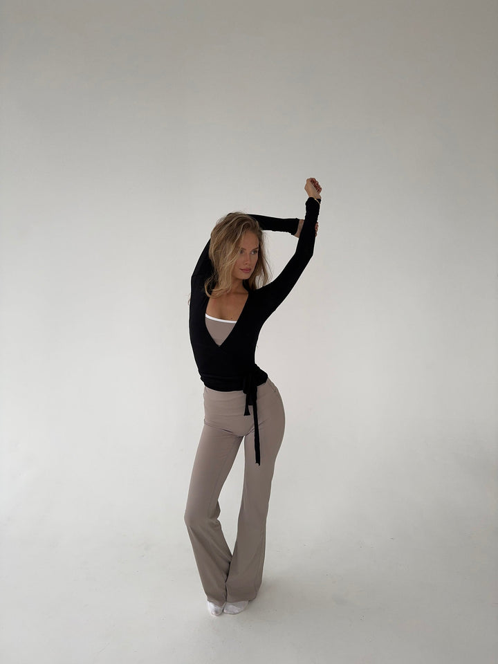 Damen Langarm-Wickelbluse mit V-Ausschnitt – Yoga – Alltagskleidung