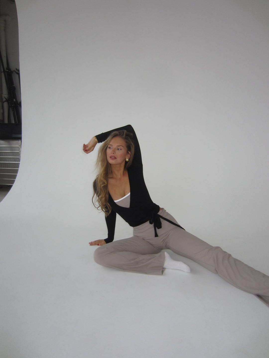 Damen Langarm-Wickelbluse mit V-Ausschnitt – Yoga – Alltagskleidung