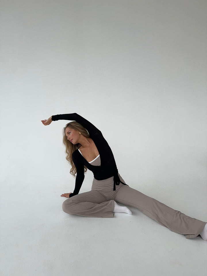Damen Langarm-Wickelbluse mit V-Ausschnitt – Yoga – Alltagskleidung