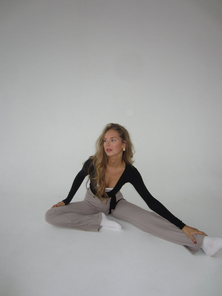 Damen Langarm-Wickelbluse mit V-Ausschnitt – Yoga – Alltagskleidung