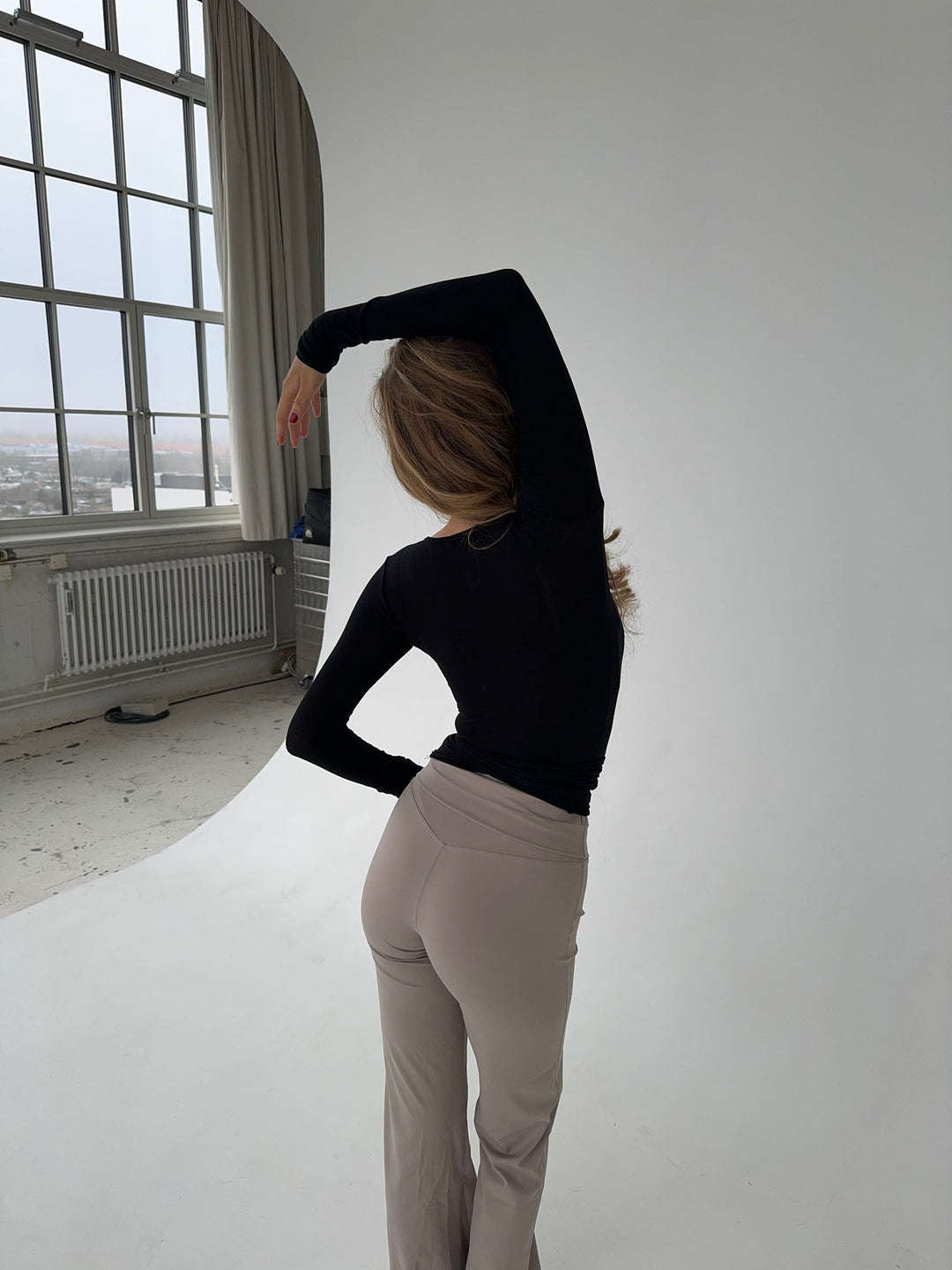 Damen Langarm-Wickelbluse mit V-Ausschnitt – Yoga – Alltagskleidung